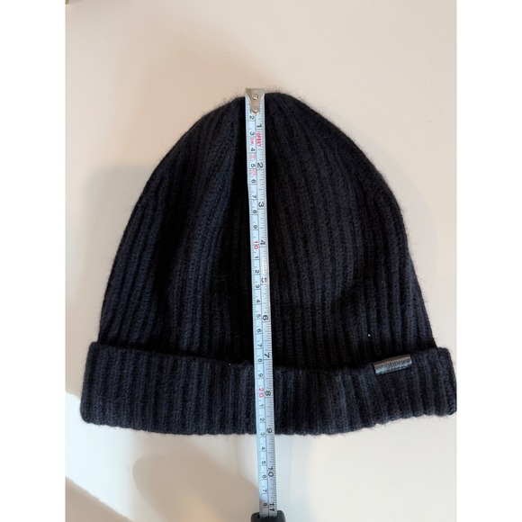 Men's Burberry Ribbed Knit 100% Cashmere Beanie with Small Black Logo - Picture 3 of 6